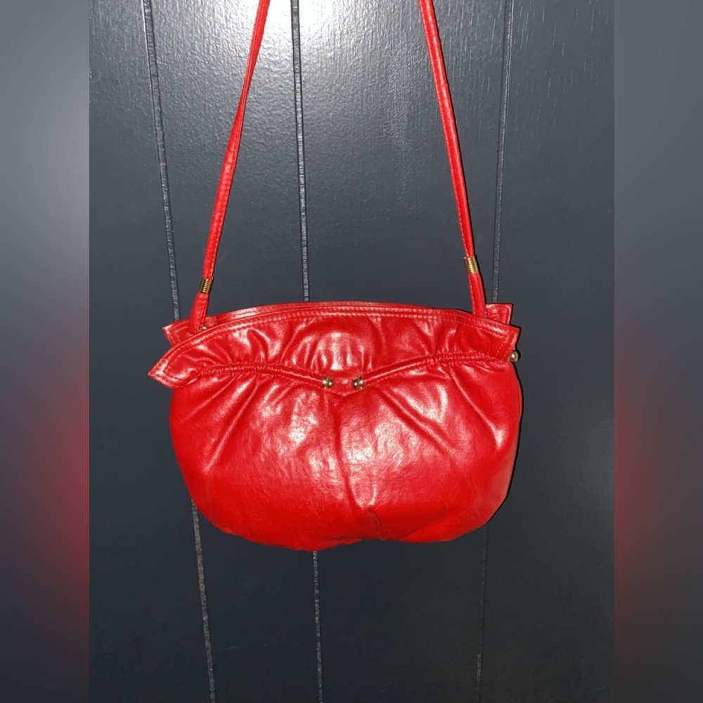 Unmarked Vintage Faux Leather Royal Red Crossbody